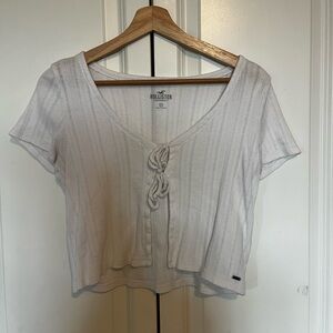 Hollister white open front shirt